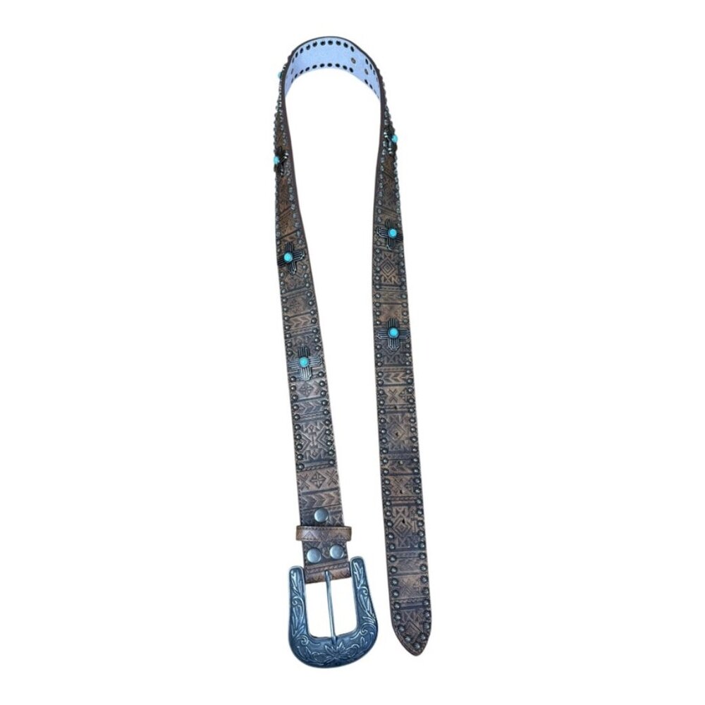 Leather & Turquoise Western Style Belt XL